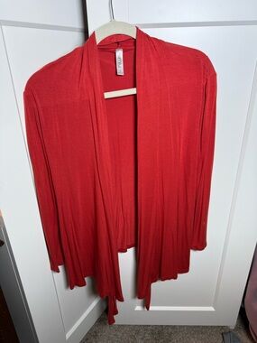 Women's Open-Front Red Draped Cardigan